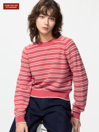 UNIQLO Льняной свитер с круглым вырезом, Красный, Размеры S-XL  фото