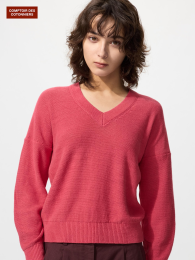 UNIQLO Льняной свитер с V-образным вырезом  фото