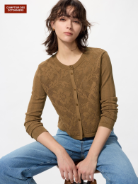 UNIQLO Хлопковый вязаный кардиган.  фото