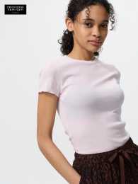 UNIQLO Хлопковая футболка с рюшами, Белый, XL  фото