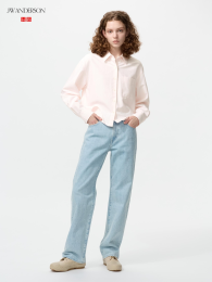 UNIQLO Прямые джинсы удлиненные 100% Хлопок (Размеры 24-36) Синий/Выбеленный  фото