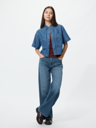 UNIQLO EZY широкие прямые джинсы/удлинённые  фото