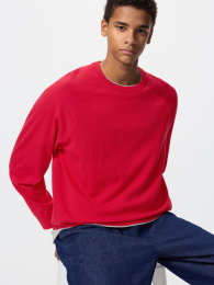 UNIQLO Свитер с круглым вырезом из моющейся хлопковой смеси (Размеры: M, L, XL; Цвета: Черный, Ультрамарин, Серый, Светло-серый)  фото