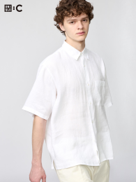 UNIQLO Премиальная льняная рубашка оверсайз  фото
