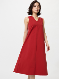 UNIQLO Ультра-стрейчевое платье с V-образным вырезом, без рукавов, укороченное.  фото