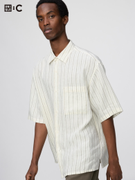 UNIQLO Премиальная льняная рубашка оверсайз  фото