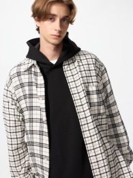 UNIQLO Фланелевая рубашка в клетку/длинный рукав, Цвет: Выбеленный, Размер: XS  фото