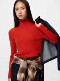 UNIQLO Мериносовый ребристый свитер с воротником-стойкой.  фото