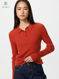 UNIQLO 3D мериносовый свитер-поло с ребристой текстурой  - купить