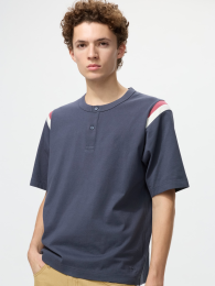 UNIQLO Футболка с воротником Хенли, Ультрамарин, Размер M  фото