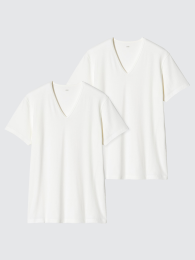 UNIQLO Комплект из двух хлопковых футболок с V-образным вырезом.  - купить