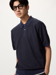 UNIQLO Стирабельный вязаный поло-свитер (Размеры S-4XL, Ультрамарин/Светло-серый)  фото