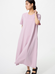 UNIQLO Эйризм хлопковое платье-футболка с короткими рукавами.  фото