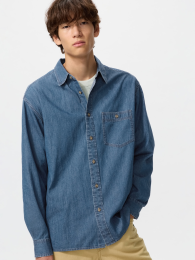 UNIQLO Светлая джинсовая рубашка оверсайз  фото