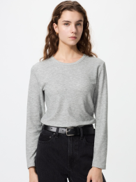 UNIQLO Экстра-теплая футболка с круглым вырезом из хлопка и технологии Heattech.  фото