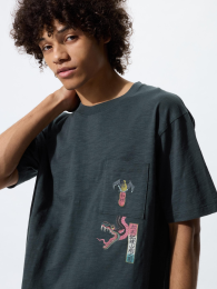 UNIQLO Укиё-э Блэк UT Футболка, Ёкаи Принт, Темно-серый, Размер 3XL/4XL  фото