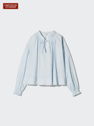 UNIQLO Блузка с объемным принтом из хлопка  фото