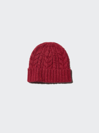UNIQLO Теплая трикотажная шапка с кабельным узором.  фото