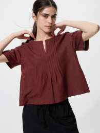 UNIQLO Vネックのリネンブラウス  фото