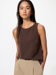 UNIQLO Крейп-джерси топ с вырезом «лодочка» (Размеры XXL, XL, L, M, S, XS, 3XL; Цвета: Ультрамарин, Коричневый, Черный, Белый)  фото
