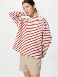 UNIQLO Полосатая футболка с расслабленным силуэтом (Длина рукава не указана)  фото