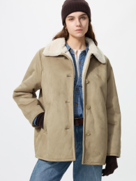 UNIQLO Мягкое пальто из ворсованного меха средней длины.  - купить