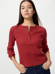 UNIQLO Рубашка с круглым вырезом и пуговицами (хенли)  фото