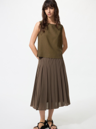 UNIQLO Шифоновая плиссированная миди-юбка (Размер: XL, Цвет: Темно-коричневый)  фото