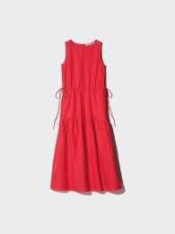 UNIQLO Льняное платье без рукавов с ярусами  фото
