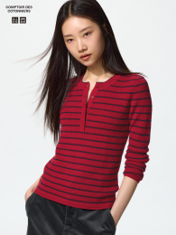 UNIQLO Мериносовый свитер с воротником хенли  фото