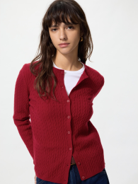 UNIQLO Мини-кардиган с круглым вырезом и кабельной вязкой.  фото