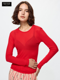 UNIQLO Очень тёплая футболка с кашемиром и узором в рубчик из коллекции Heattech.  фото