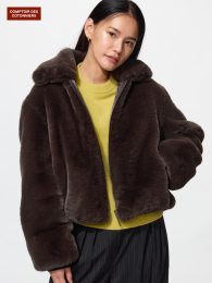 UNIQLO Фейковый меховой короткий бомбер.  фото