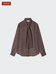 UNIQLO Шифоновая блузка с бантом и принтом.  фото