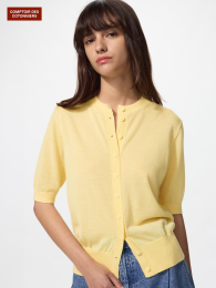UNIQLO Мериносовый шелковый кардиган с круглым вырезом  фото