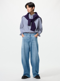 UNIQLO EZY джинсы Баррель, Синий/Серый, Размеры XS-4XL  фото