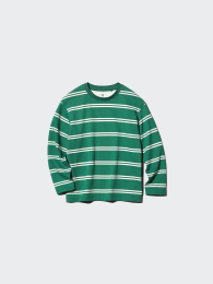 UNIQLO Эйризм хлопковая футболка с круглым вырезом в полоску  фото