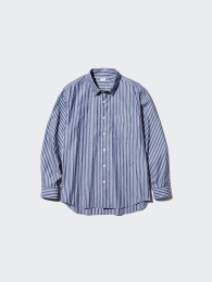 UNIQLO Рубашка в полоску, Синий, Регулярный воротник, Размеры XS-4XL  фото