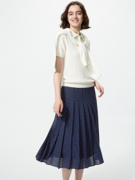 UNIQLO Шифоновая Плиссированная Миди-Юбка XL, L, M, S, XS, XXL (Ультрамарин/Выбеленный)  фото
