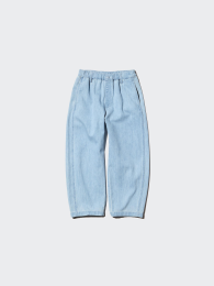UNIQLO ДЕВОЧКИ Легкие джинсы-бочонки из денима (Размер 150, Синий)  фото