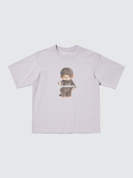 UNIQLO Мончичи UT Футболка, расслабленный крой, Фиолетовый, Размер S/M  фото