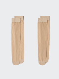 UNIQLO Прозрачные Высокие Носки 2 Пары, Бежевый/Черный, ONE SIZE  фото