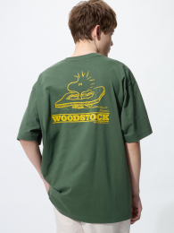 UNIQLO Футболка Peanuts UT Расслабленный крой | Оливковый, 3XL  фото
