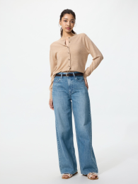 UNIQLO Высокие широкие джинсы  фото