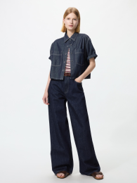 UNIQLO Джинсы с высокой посадкой и широкими штанинами/удлиненные.  фото