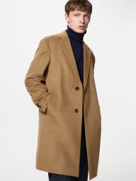 UNIQLO Шерстяное кашемировое пальто Честерфилд.  фото